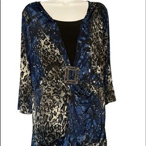 Essentials women's blouse with 3/4 sleeves with glitter